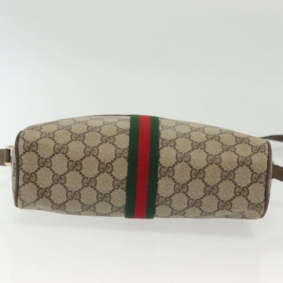 GUCCI GG Supreme Web Sherry Line Shoulder Bag Pvc Beige Gold Red - Picture 9 of 16